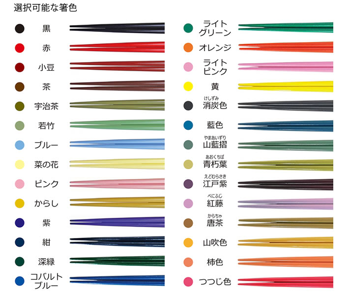 選択可能な箸の色