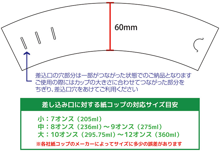 カップスリーブ（サイズ見本）