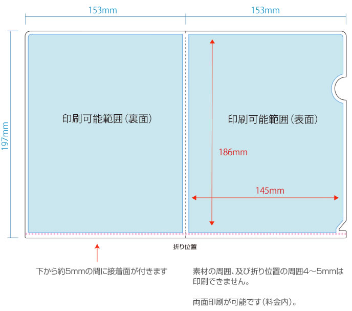 ミニクリアファイル印刷範囲