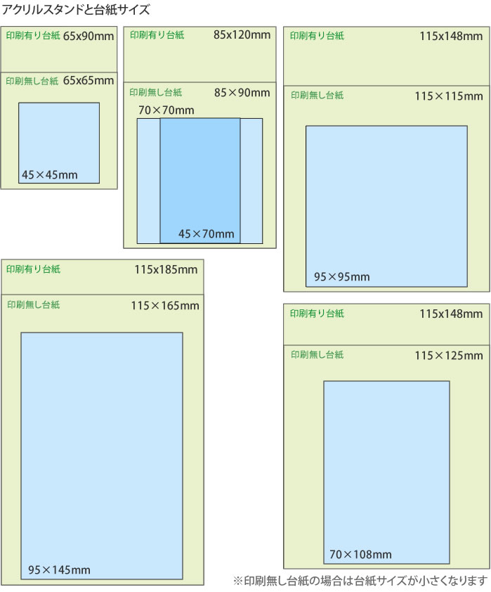 アクリルスタンドと台紙サイズ