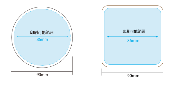 コルクコースター印刷範囲（シルク1色）