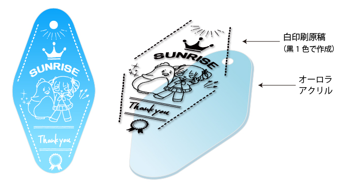 オーロラアクリルモーテルキー印刷